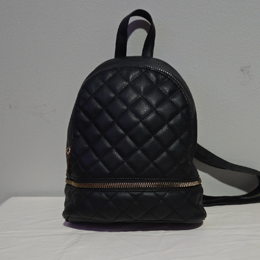 Atmosphere Black Quilted Backpack with Textured Design